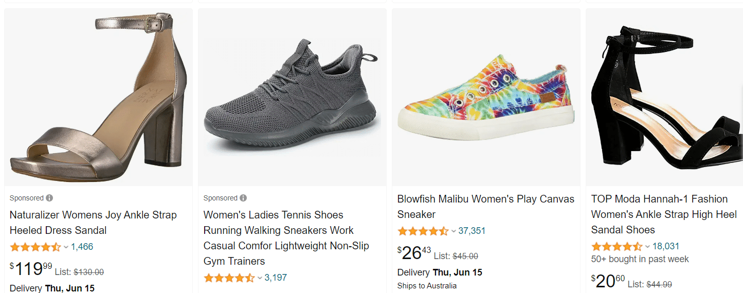 Women's Shoes During Amazon's Clearance Sale